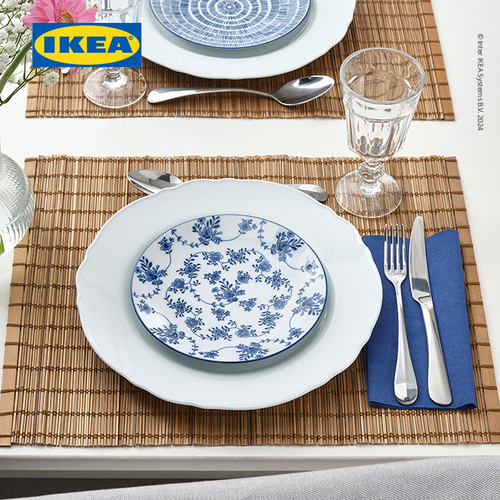 IKEA ENTUSIASM Piring Makan Kecil Berpola/Biru 18cm Set Isi 4pcs