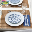 IKEA ENTUSIASM Piring Makan Kecil Berpola/Biru 18cm Set Isi 4pcs