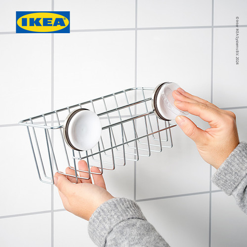 IKEA KROKFJORDEN Keranjang Sabun Tempel Dengan Plastik Isap Dilapisi Seng 24x11 cm