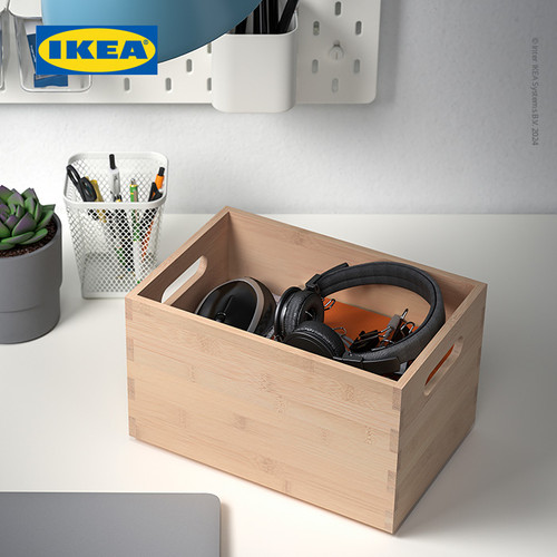 IKEA UPPDATERA Kotak Penyimpanan Serbaguna Bambu Warna Muda 16x24x15 cm