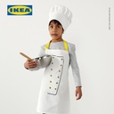 IKEA TOPPKLOCKA Celemek Anak Dengan Topi Koko Putih/Kuning