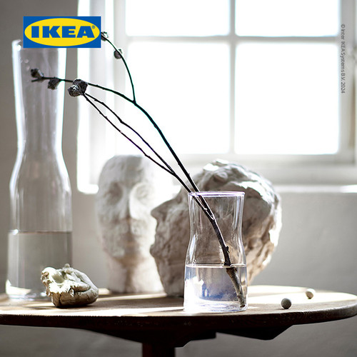 IKEA TIDVATTEN Vas Bunga Kaca Bening 30cm
