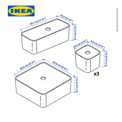 IKEA VISSLAAN Kotak Penyimpanan Dengan Tutup Set Isi 5pcs