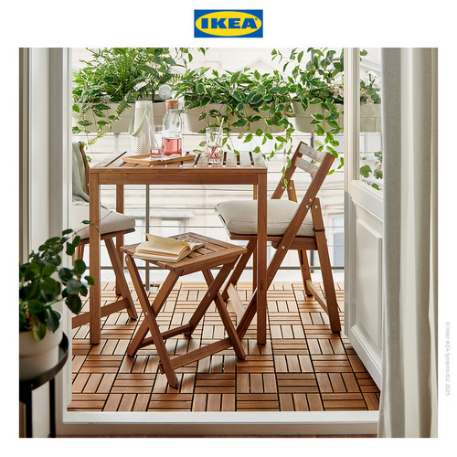 IKEA RUNNEN Decking Tile Lantai Bongkar Pasang Akasia 0.81 m² Isi 9Pcs