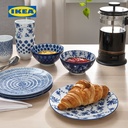 IKEA ENTUSIASM Piring Makan Kecil Berpola/Biru 18cm Set Isi 4pcs