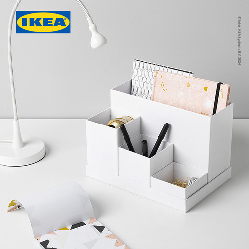 IKEA TJENA Kotak Pengatur Meja Kerja Putih 18x17cm