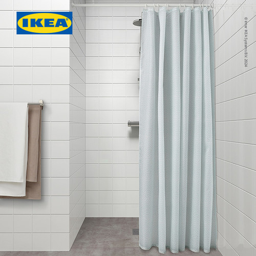 IKEA RANEALVEN Tirai Shower Putih/Toska 180x200cm