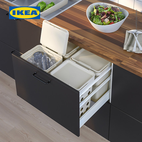 IKEA HALLBAR Tempat Sampah Dengan Tutup Untuk Limbah Organik 10L
