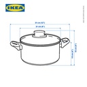 IKEA ANNONS Panci dengan Penutup Kaca Bahan Baja Tahan Karat 2.8L