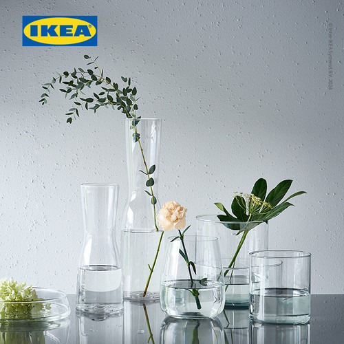 IKEA TIDVATTEN Vas Bunga Kaca Bening 30cm