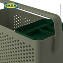 IKEA UPPRAMEN Keranjang Penyimpanan Serbaguna Minimalis Abu-abu Hijau 35x17x25 cm