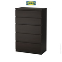 IKEA KULLEN Lemari 5 Laci Hitam-Cokelat Minimalis 70x112 cm