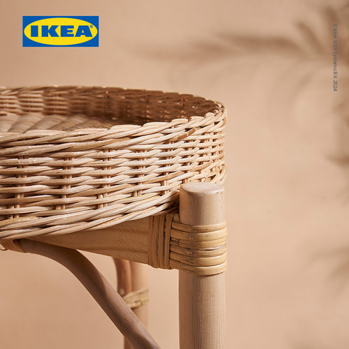 IKEA TOLKNING Meja Samping Tempat Tidur Buatan Tangan Bahan Rotan 52cm