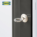IKEA FABRIKOR Kabinet Pajangan Dengan Pintu Kaca Abu-abu Tua 57x150 cm