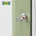 IKEA FABRIKOR Kabinet Pajangan Dengan Pintu Kaca Abu-abu Hijau Pudar 57x150 cm