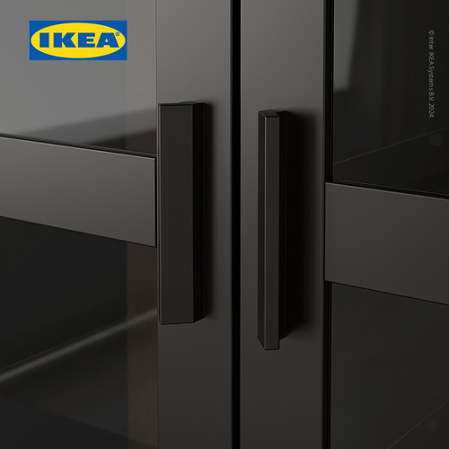 IKEA BRIMNES Kabinet Penyimpanan Dengan Pintu Kaca Hitam 80x190 cm