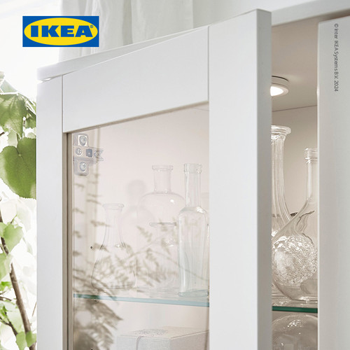 IKEA BRIMNES Kabinet Penyimpanan Dengan Pintu Kaca Putih 80x190 cm