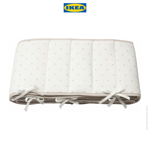 IKEA LENAST Bantalan Pelindung Keranjang Bayi Bedot/Putih Abu 60x120 cm
