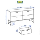 IKEA MUSKEN Lemari Penyimpanan 4 Pintu Cokelat 118x65 cm