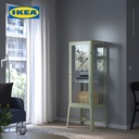 IKEA FABRIKOR Kabinet Pajangan Dengan Pintu Kaca Abu-abu Hijau Pudar 57x150 cm
