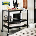 IKEA BROR Troli Dapur / Serbaguna Hitam/Kayu Lapis Pinus 85x55 cm