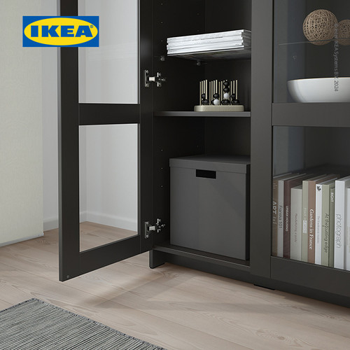 IKEA BRIMNES Kabinet Penyimpanan Dengan Pintu Kaca Hitam 80x190 cm