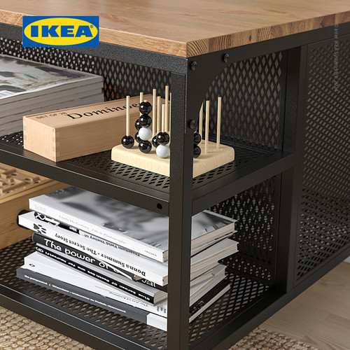 IKEA FJALLBO Meja Tamu Dengan Unit Penyimpanan Hitam 68x68x48 cm