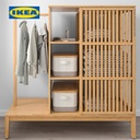 IKEA NORDKISA Lemari Pakaian Terbuka Dengan Pintu Geser Bahan Bambu 120x123 cm