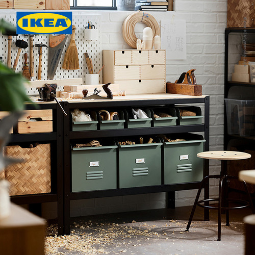 IKEA BROR Meja Dapur / Kerja Serbaguna Hitam/Kayu Lapis Pinus 110x55 cm