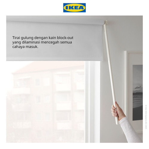 IKEA FRIDANS Tirai Gulung Anti Tembus Cahaya Putih 140x195 cm