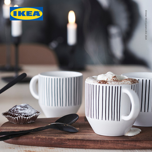 IKEA TILLAGD Set Peralatan Makan Sendok Garpu Pisau Hitam Isi 24pcs