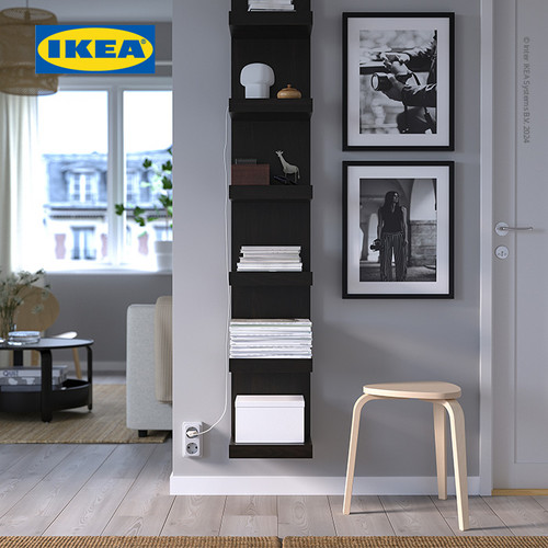 IKEA LACK Unit Rak Penyimpanan Dinding Serbaguna Hitam-Cokelat 30x190 cm