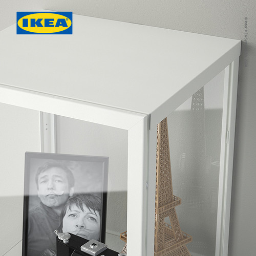 IKEA BLALIDEN Kabinet Pajangan Dengan Pintu Kaca Putih 35x32x151 cm