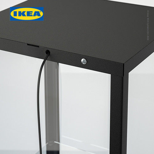 IKEA BLALIDEN Kabinet Pajangan Dengan Pintu Kaca Hitam 35x32x151 cm