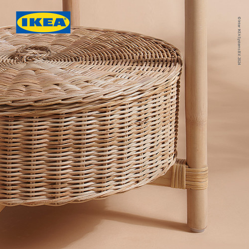 IKEA TOLKNING Meja Samping Tempat Tidur Buatan Tangan Bahan Rotan 52cm