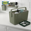 IKEA UPPRAMEN Keranjang Penyimpanan Serbaguna Minimalis Abu-abu Hijau 35x17x25 cm