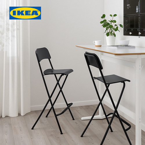IKEA FRANKLIN Kursi Bar Minimalis Dengan Sandaran Hitam 74cm