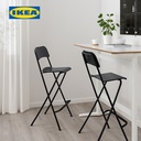 IKEA FRANKLIN Kursi Bar Minimalis Dengan Sandaran Hitam 74cm