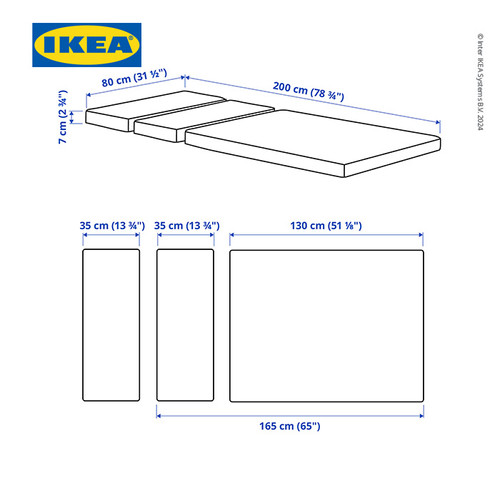 IKEA PLUTTEN Kasur Busa Untuk Tempat Tidur Dapat Dipanjangkan 80x200 cm