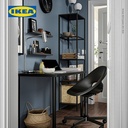 IKEA VITTSJO Unit Rak Serbaguna Minimalis Hitam-Cokelat/Kaca 51x175 cm