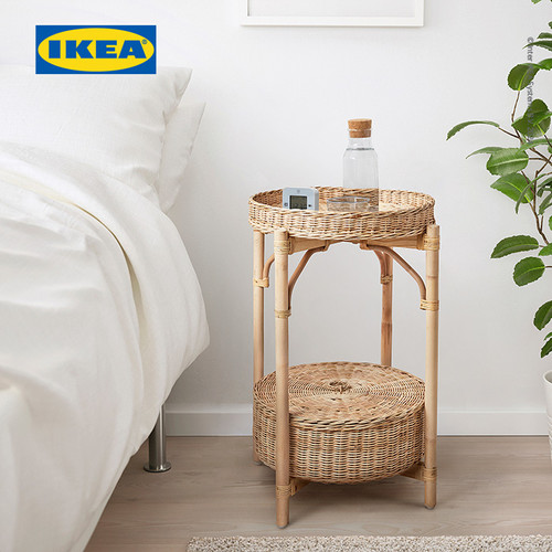 IKEA TOLKNING Meja Samping Tempat Tidur Buatan Tangan Bahan Rotan 52cm