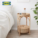 IKEA TOLKNING Meja Samping Tempat Tidur Buatan Tangan Bahan Rotan 52cm