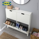 IKEA STALL Rak Kabinet Sepatu Dengan 4 Kompartmen Putih 96x17x90 cm