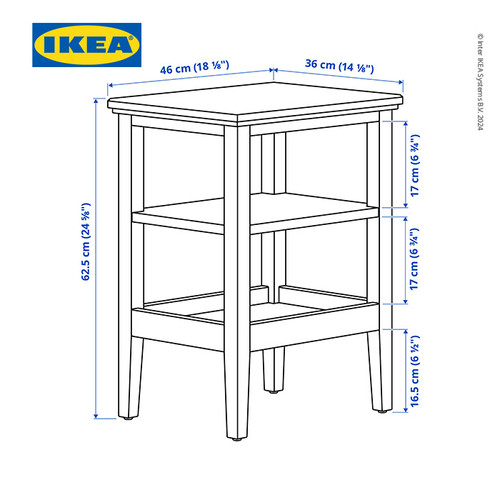 IKEA IDANAS Meja Samping Sofa Minimalis Putih 46x36 cm