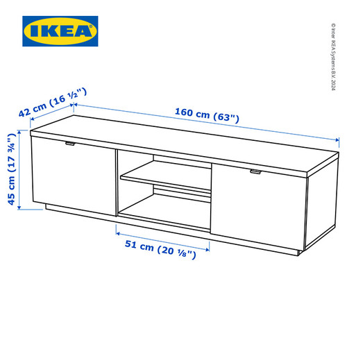 IKEA BYAS Meja TV Minimalis High Gloss Putih 160x42x45 cm