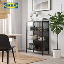 IKEA RUDSTA Kabinet Pajangan Dengan Pintu Kaca Hitam 80x37x120 cm