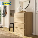 IKEA MALM Lemari Laci 4 Susun Minimalis Veneer Kayu Oak 80x100 cm