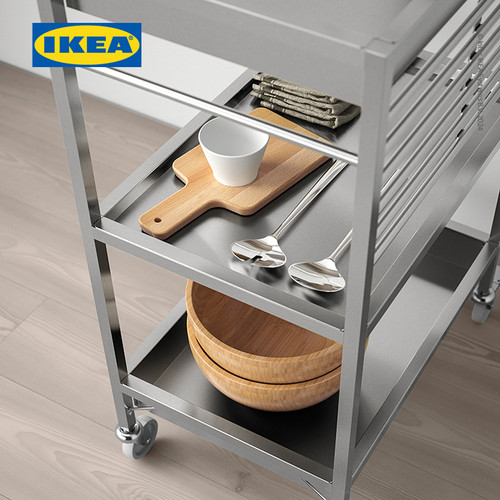 IKEA KUNGSFORS Troli Dapur dengan 3 Rak Bahan Baja Tahan Karat 60x40 cm