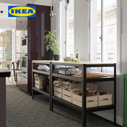 IKEA BROR Meja Dapur / Kerja Serbaguna Hitam/Kayu Lapis Pinus 110x55 cm