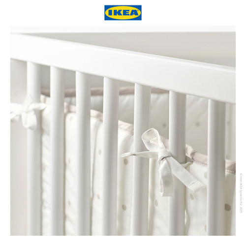 IKEA LENAST Bantalan Pelindung Keranjang Bayi Bedot/Putih Abu 60x120 cm